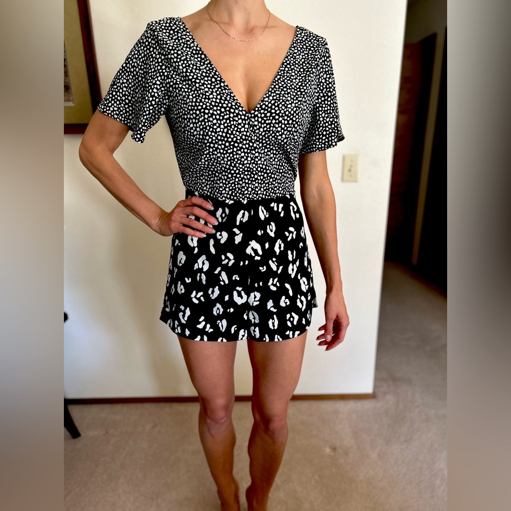 ASOS Animal Print Navy Romper Size 6
